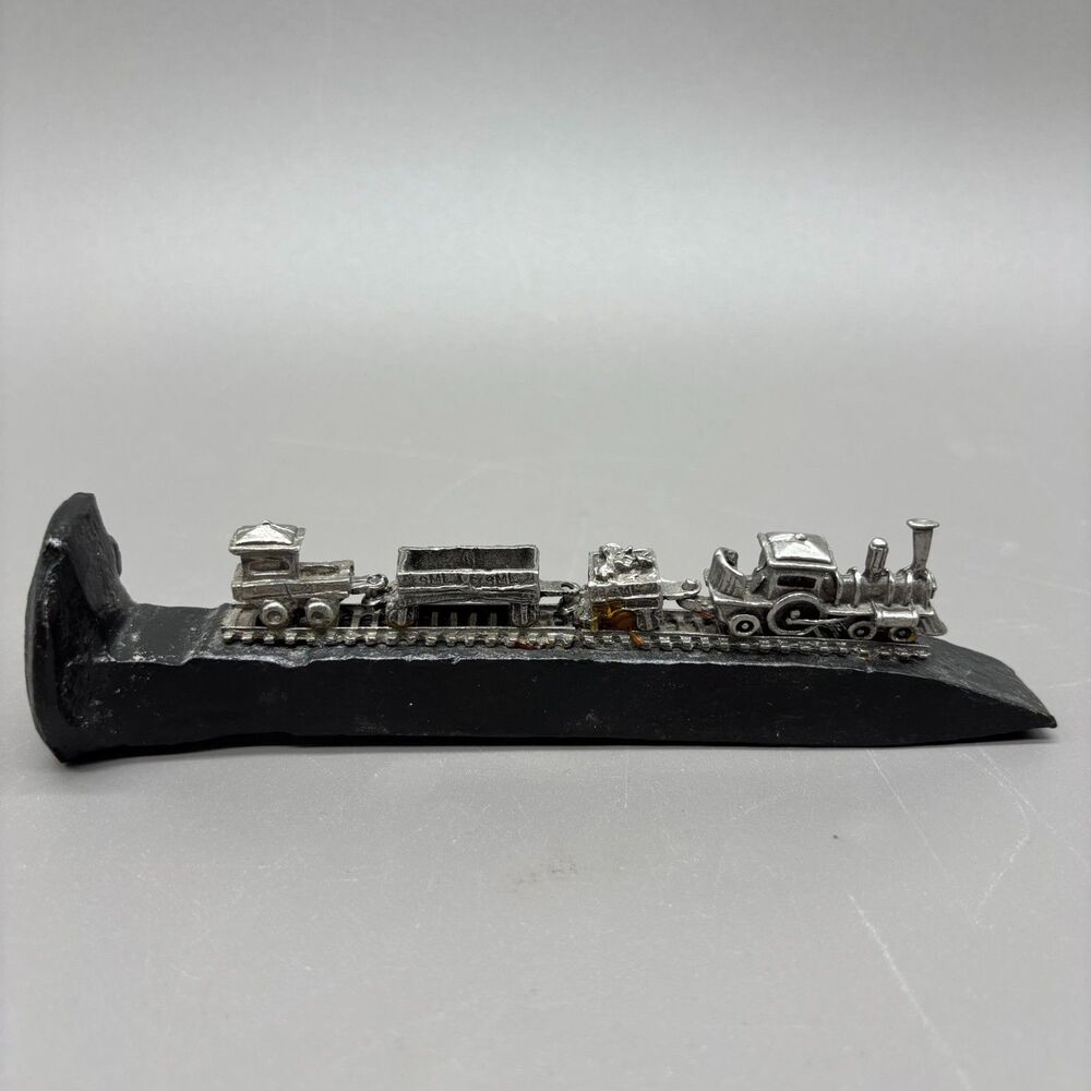Vintage SML Railroad Spike Miniature Pewter Train Paperweight Sculpture 6.5"